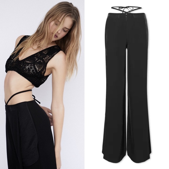 AYA MUSE Terni Waist Tie Pants in Black Size Medium